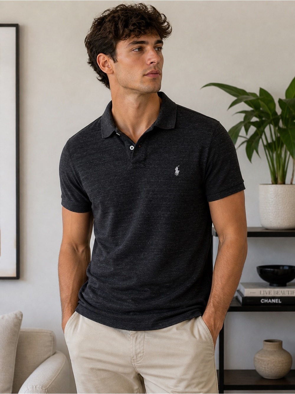 Polo Ralph Lauren Dark Gray Polo Shirt | Men’s Essential - Picture 1 of 8